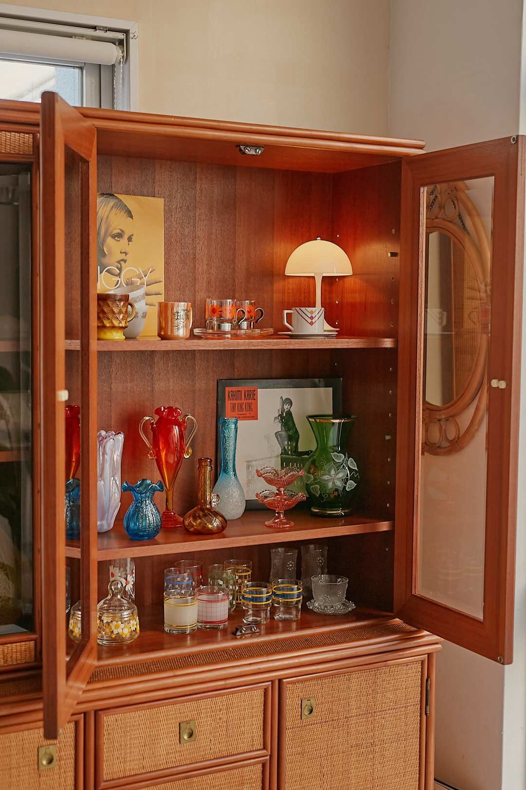 Hand woven rattan cupboard