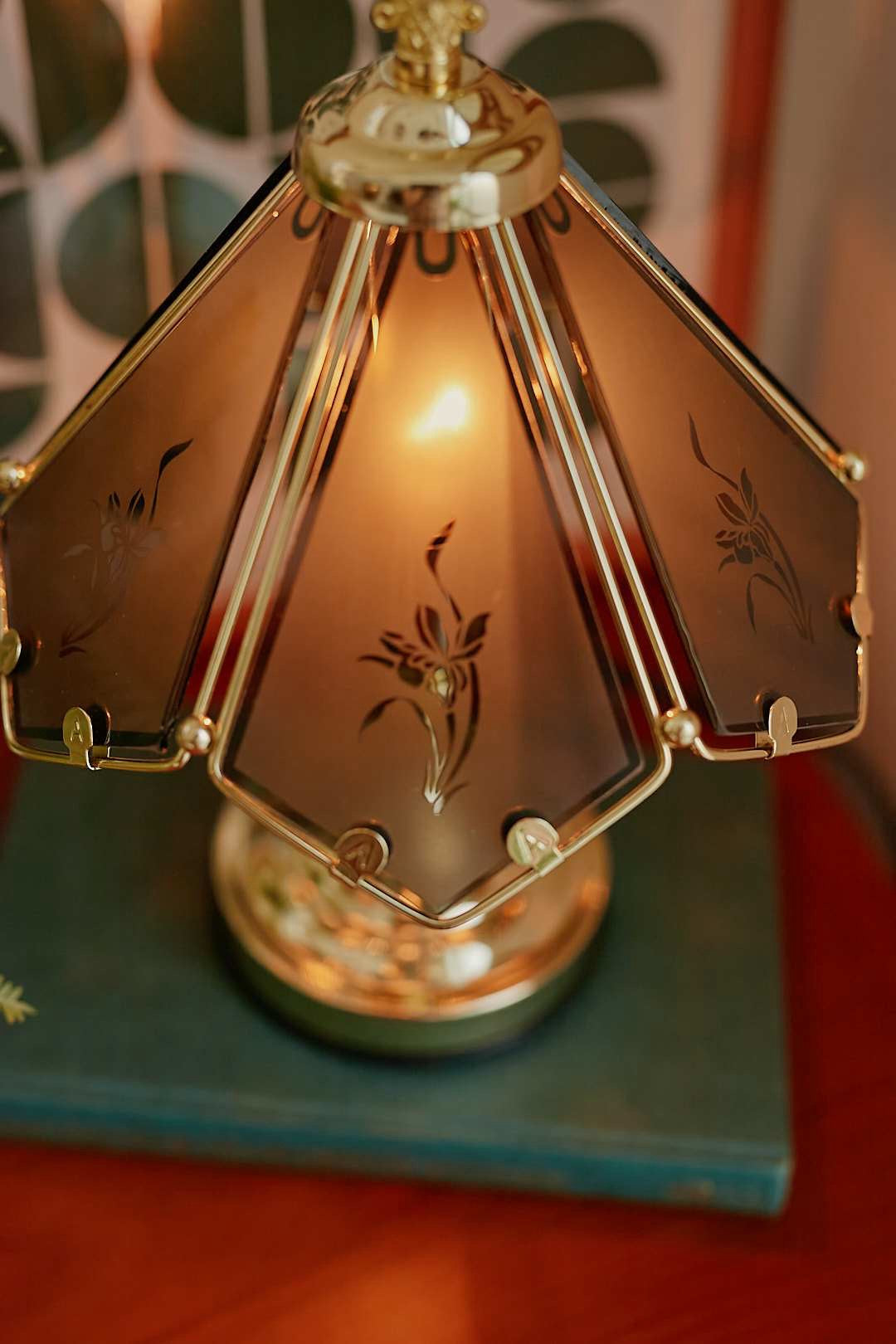 Smoked Glass Flower Touch Lamp