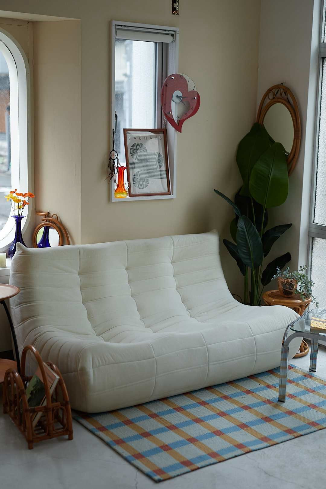 Sculptural White Low Sofa