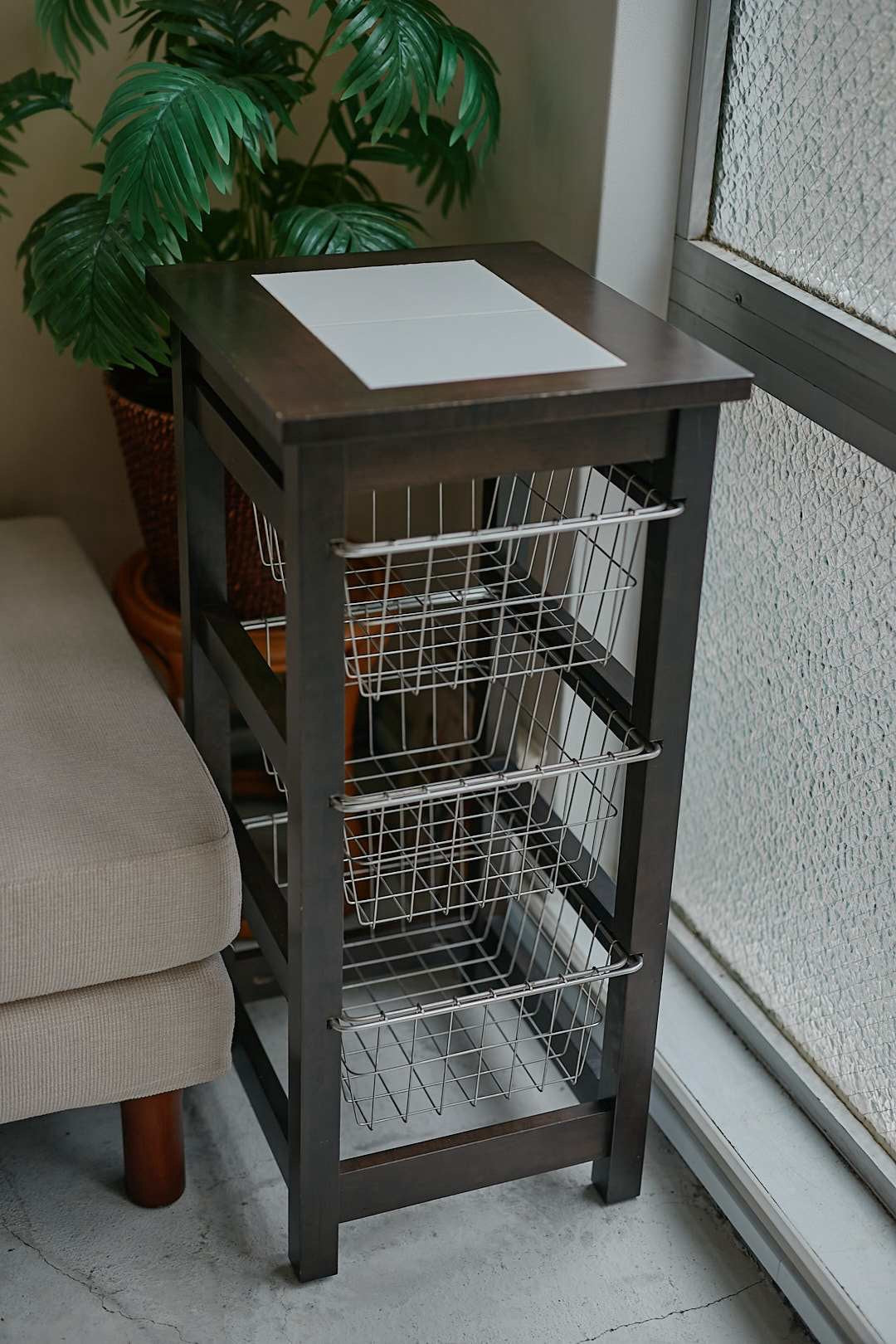 Wire Basket Tile Top Wagon