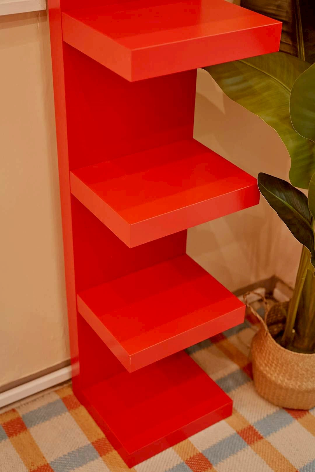 Red Step Display Shelf