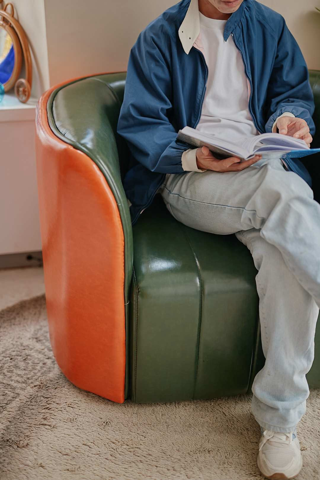 Orange×Green Vintage Lounge Sofa