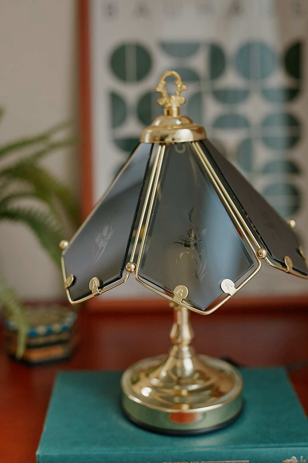 Smoked Glass Flower Touch Lamp