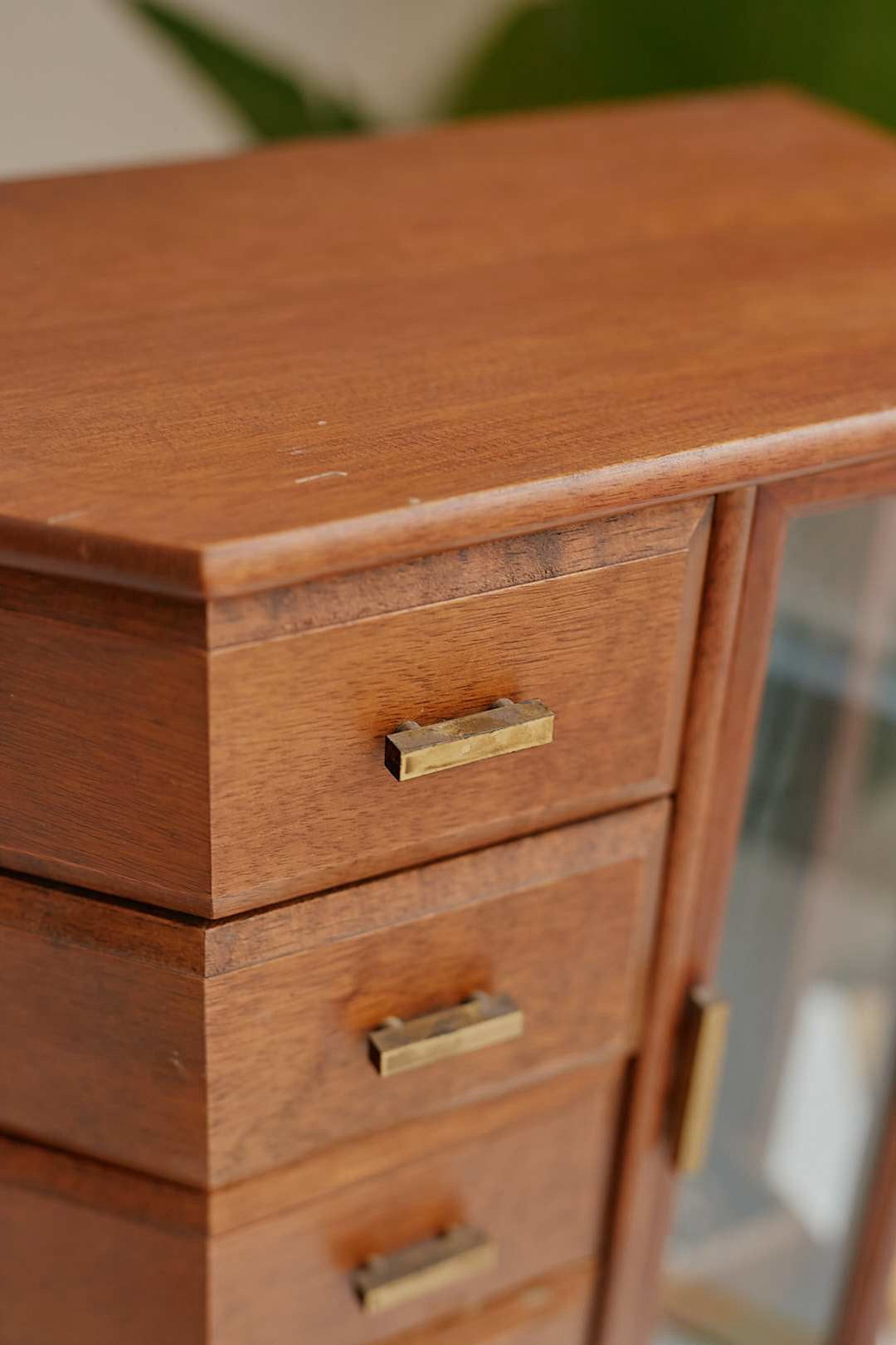 Glass door jewelry cabinet