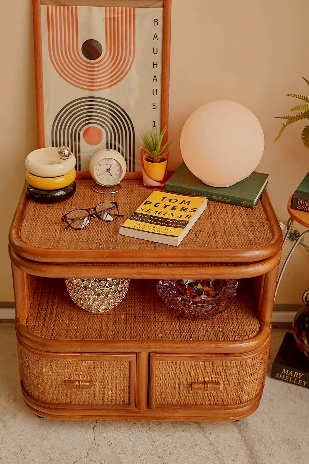 Rattan low cabinet