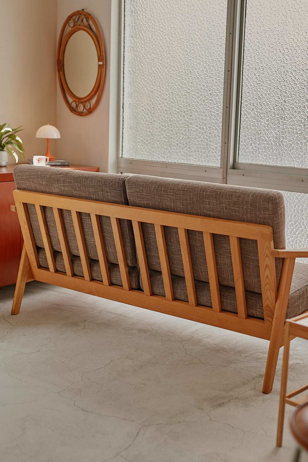Brown Fabric Oak Flame Sofa