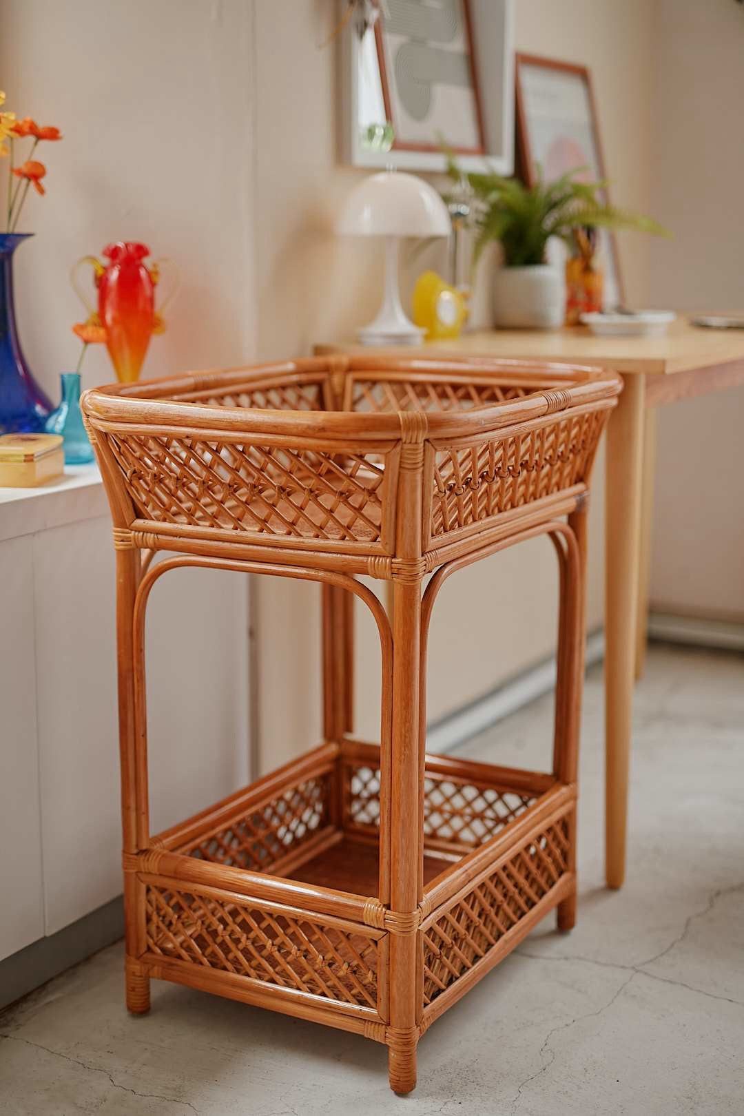 Rattan Double Basket Rack