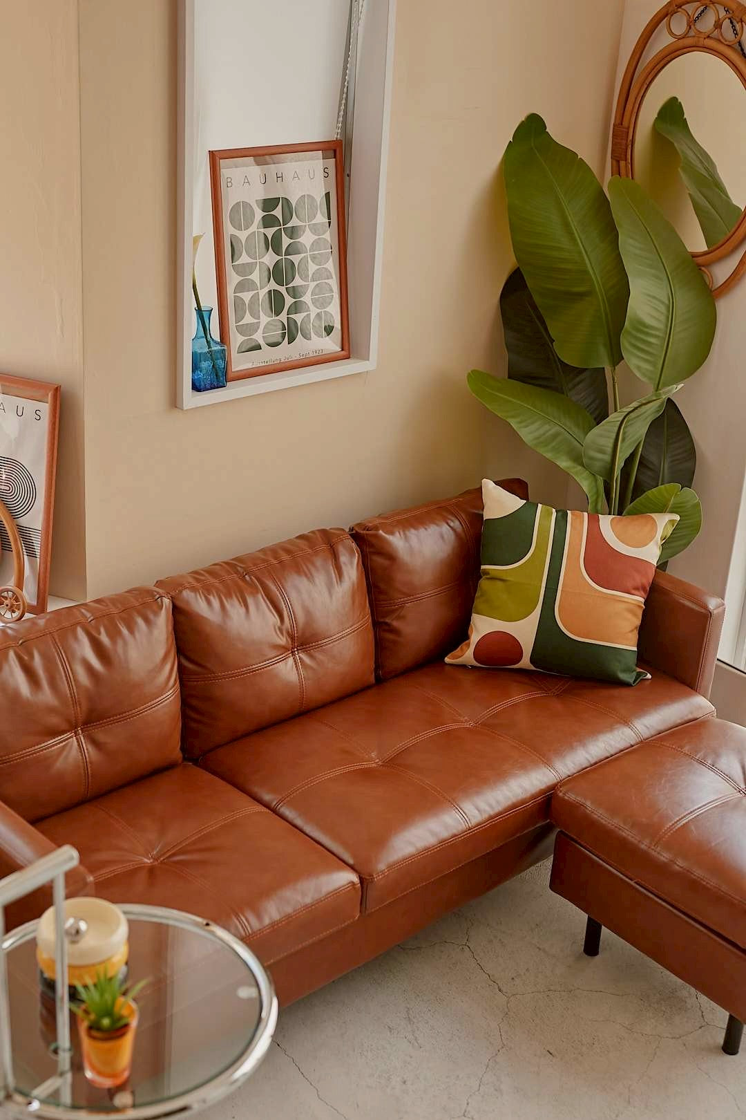 BrownLeather Ottoman Sofa
