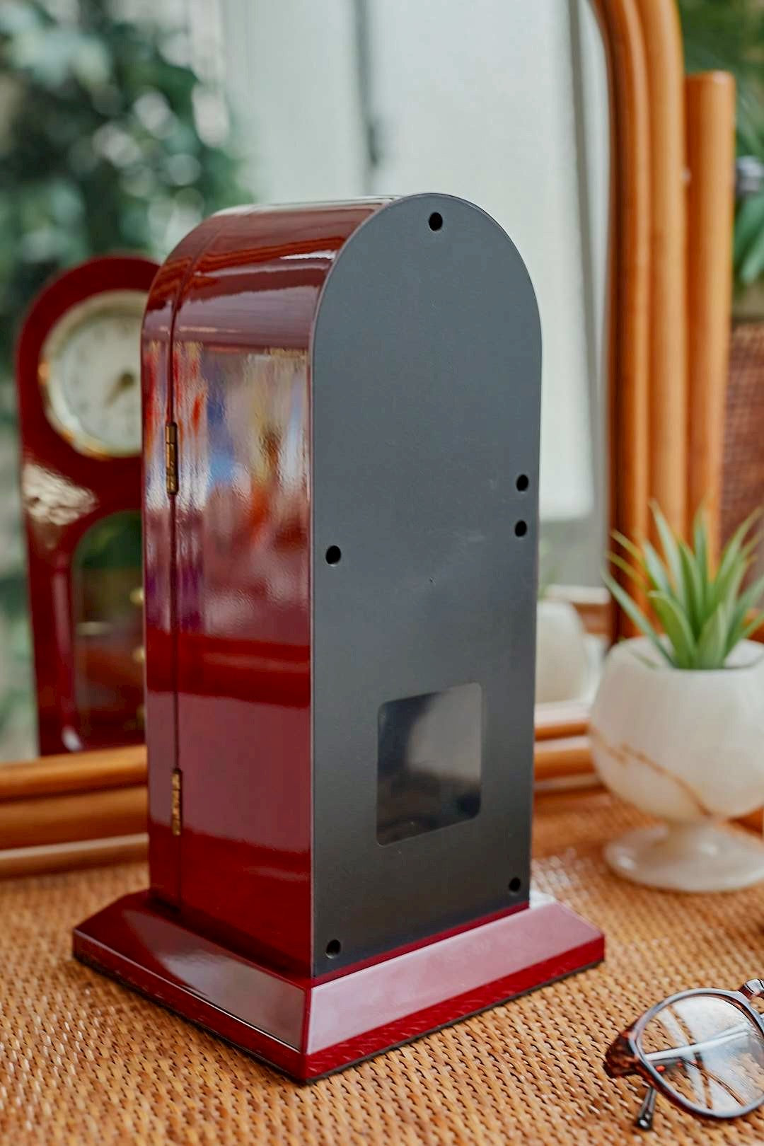 Wine Red Jewelry Clock Box