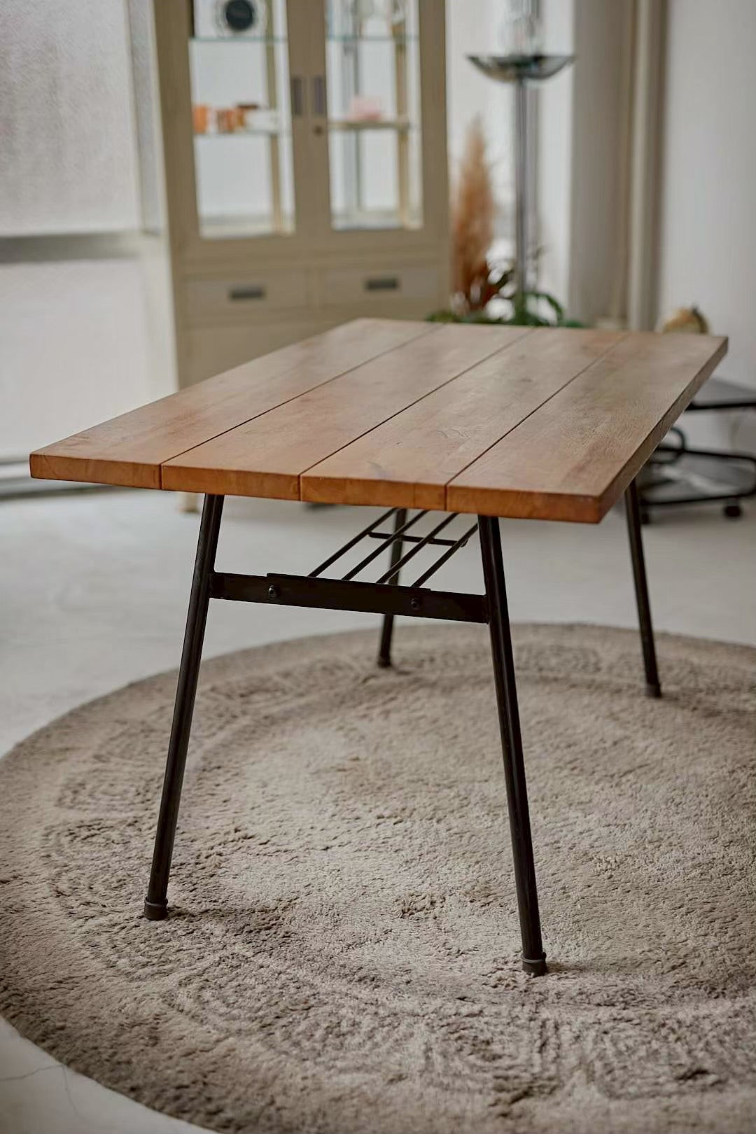 Natural wood dining table