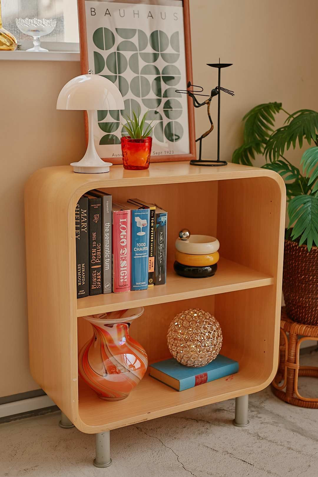 Natural Wood Arch Open Shelf