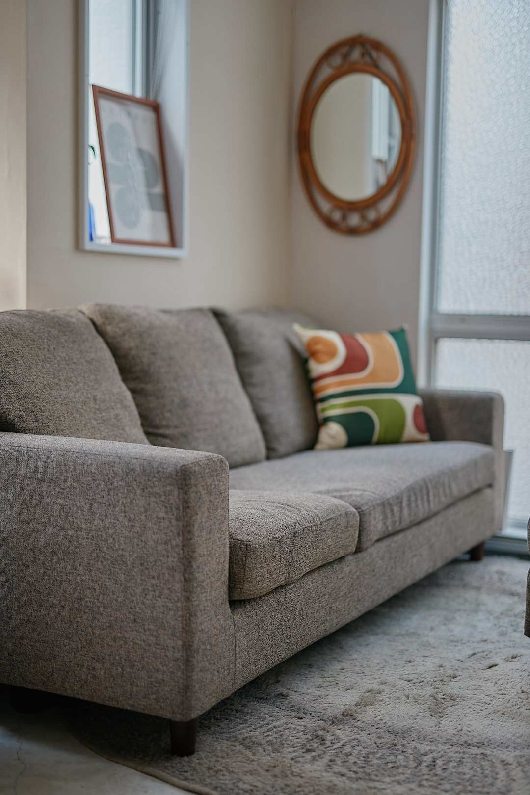 Gray Fabric Sectional Sofa with Ottoman