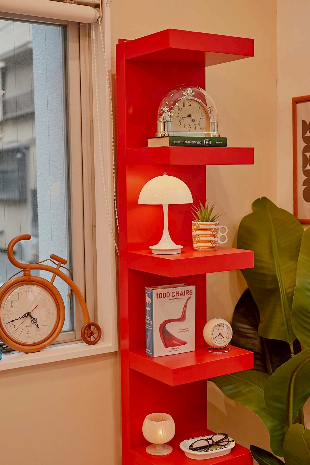 Red Step Display Shelf