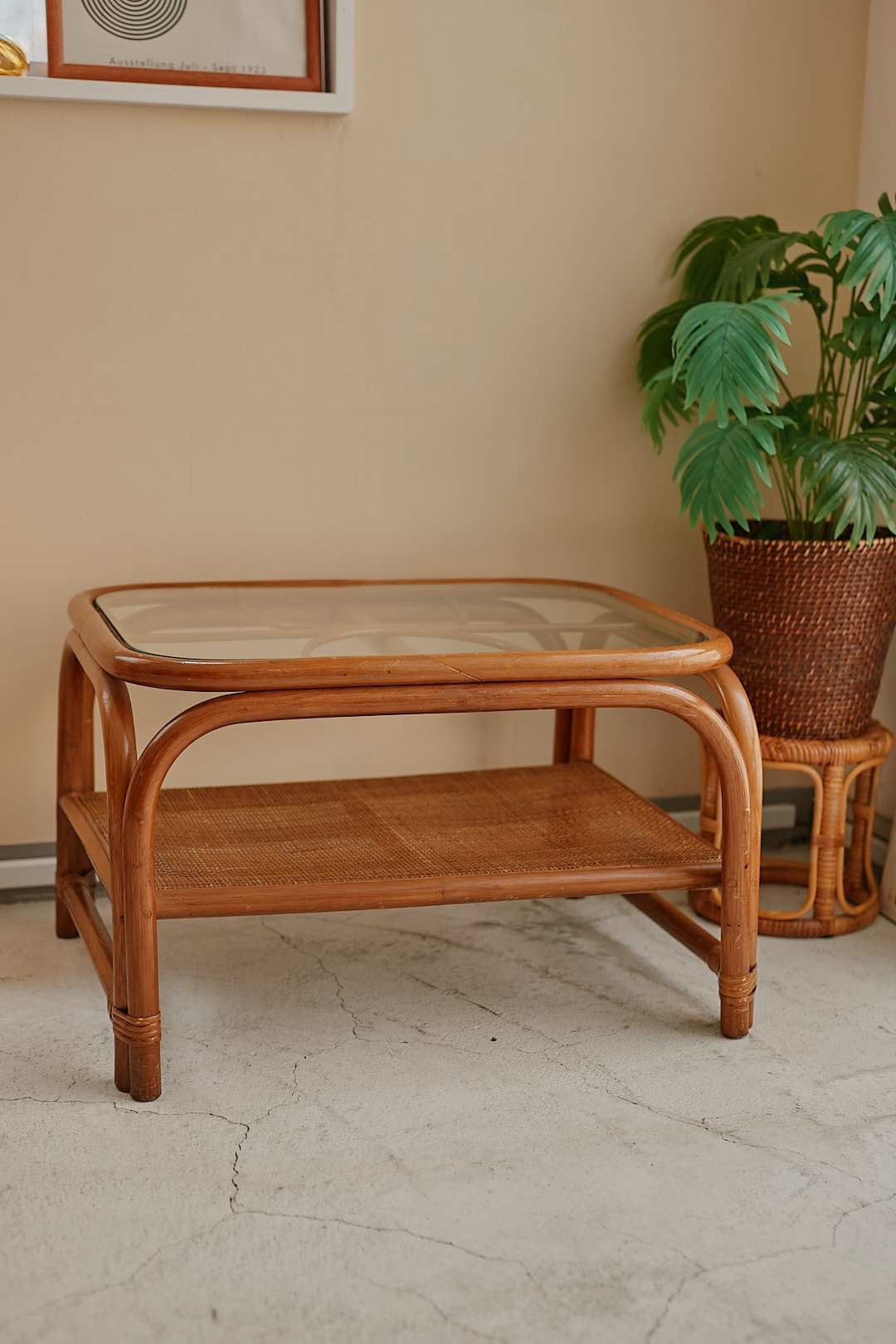 Rattan GlassTop Center Table