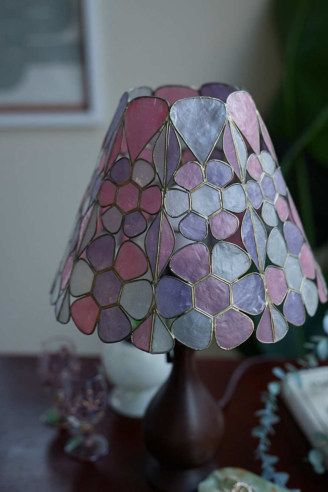 Pastel Flower Capiz Lamp