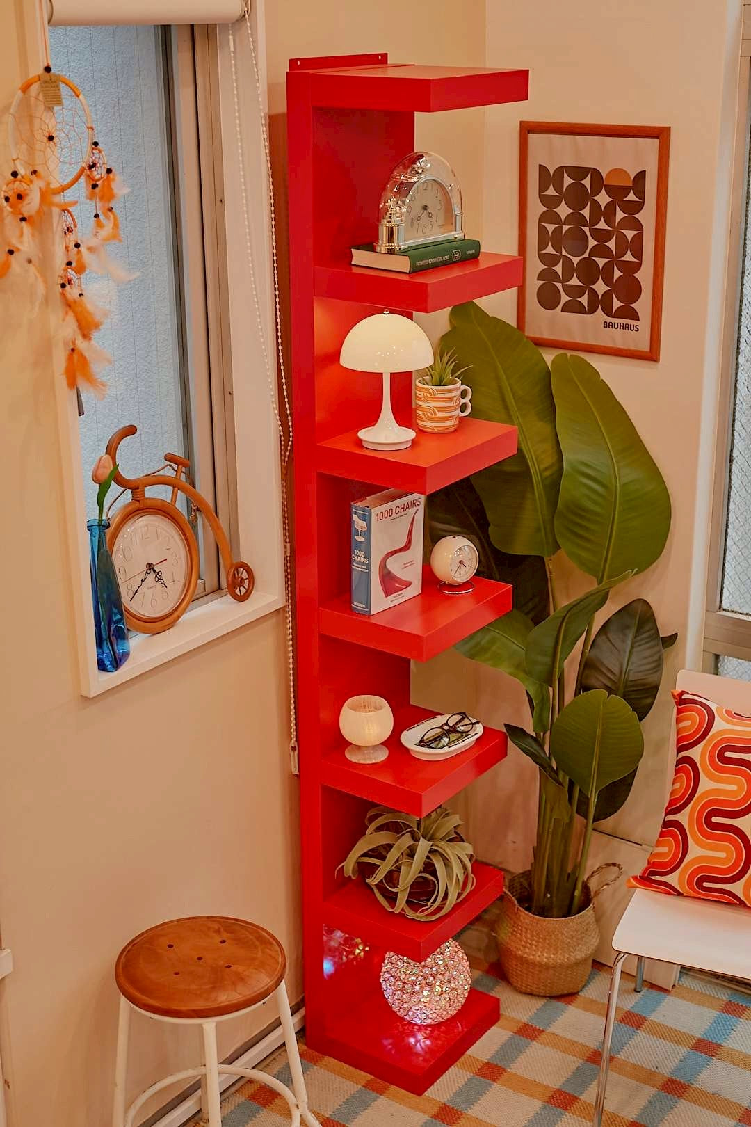 Red Step Display Shelf