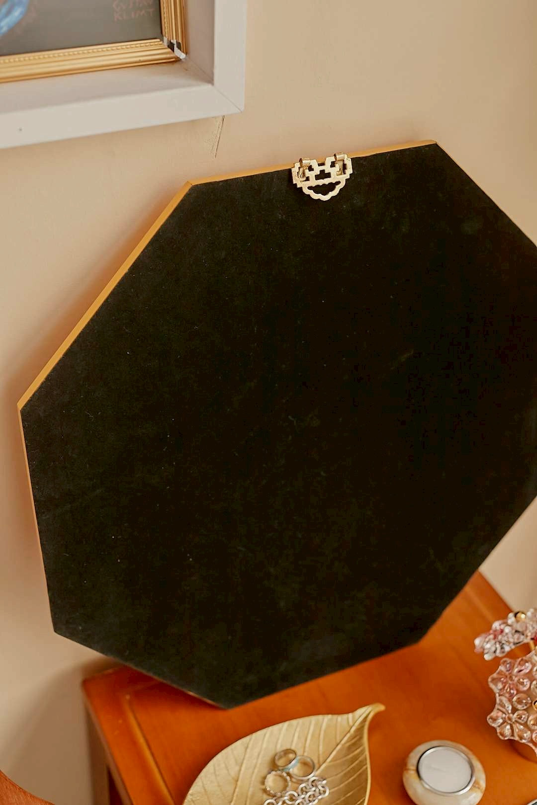 Octagonal gold mirror