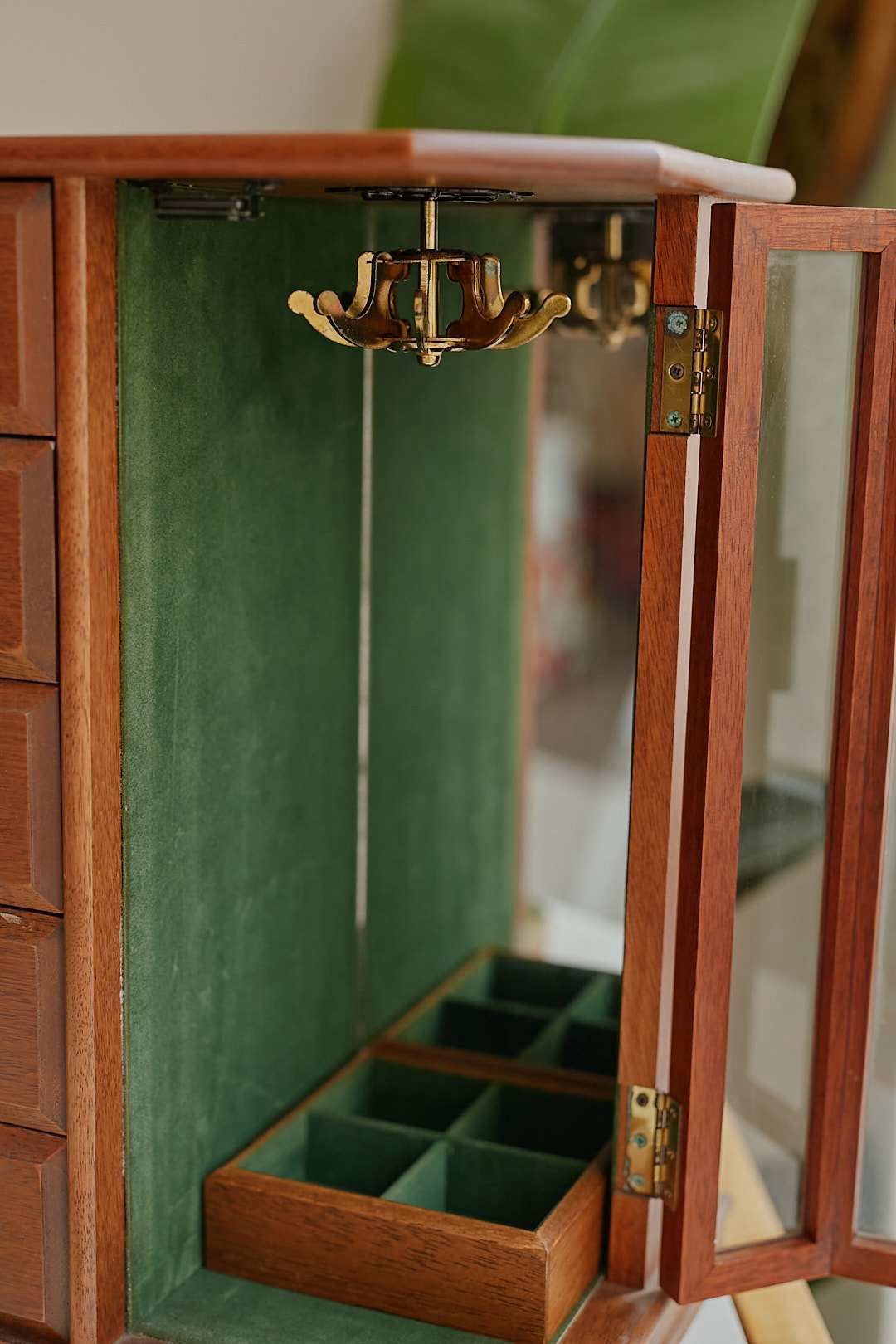 Glass door jewelry cabinet