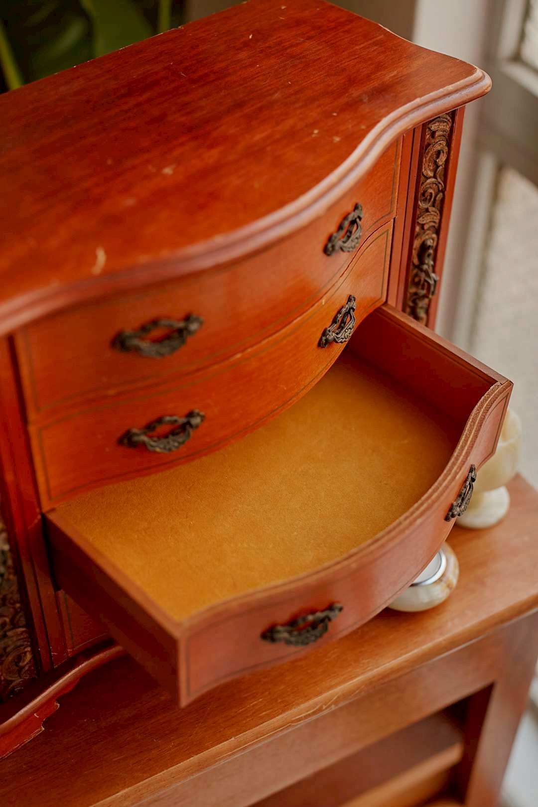 Wood Carved Jewelry Chest
