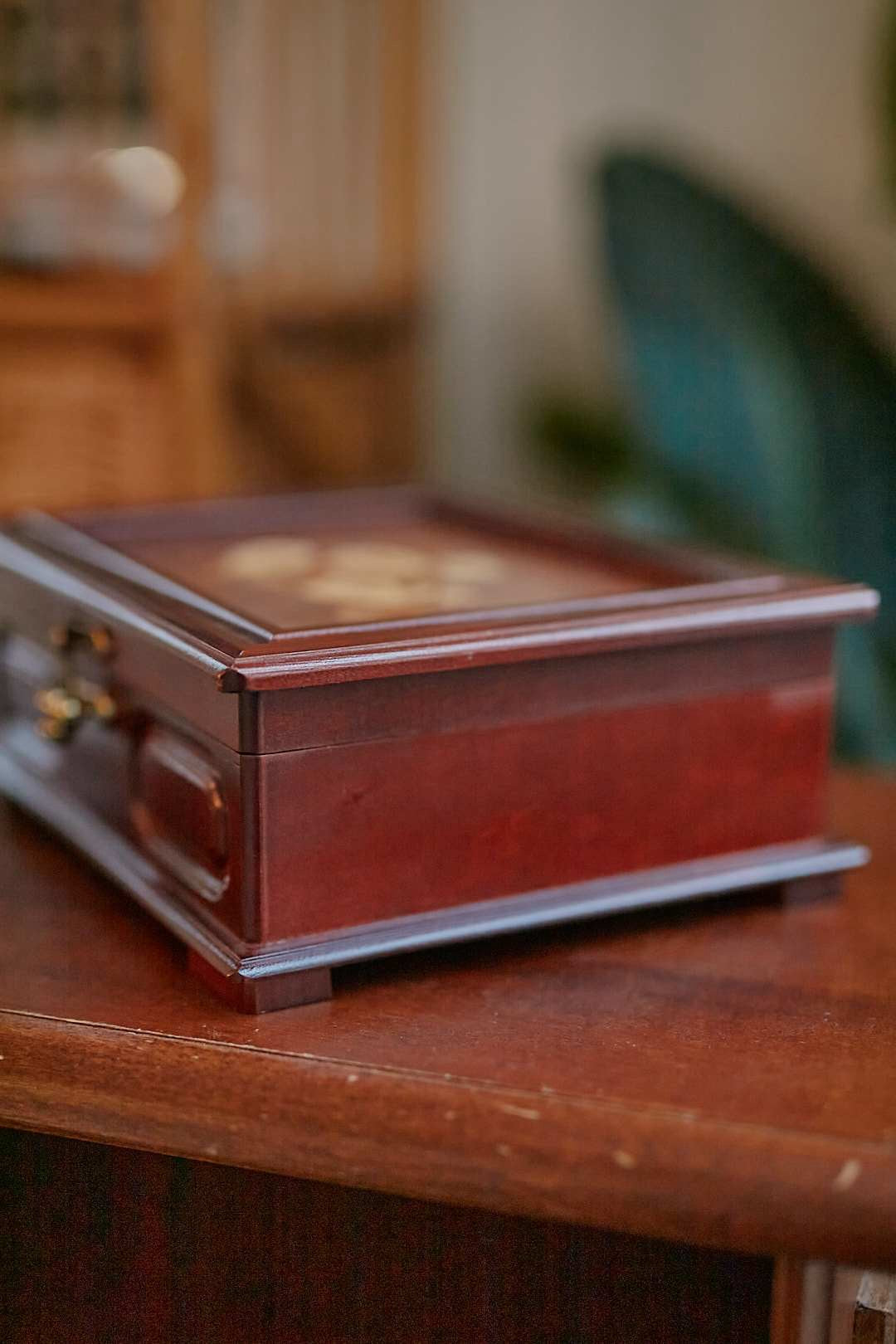 Wood Flower Jewelry Case