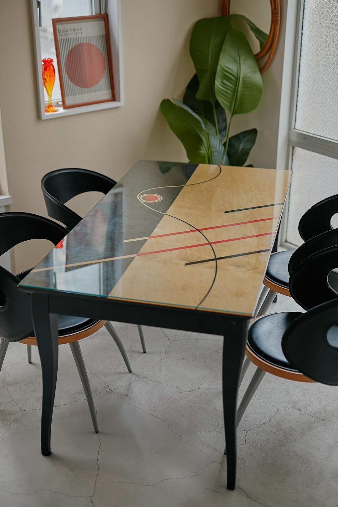 Modern Art Glass Dining Set