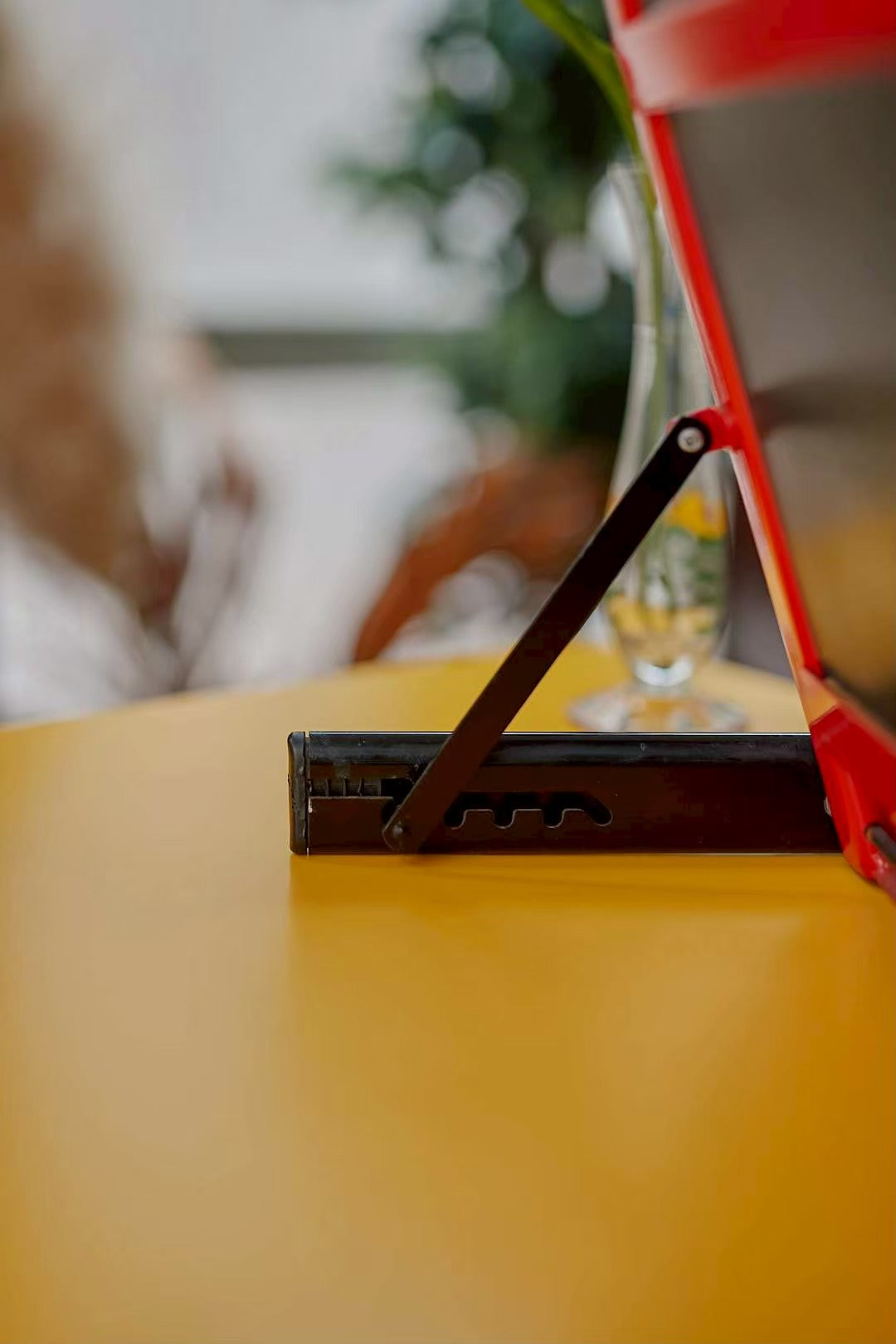 Red frame desk mirror