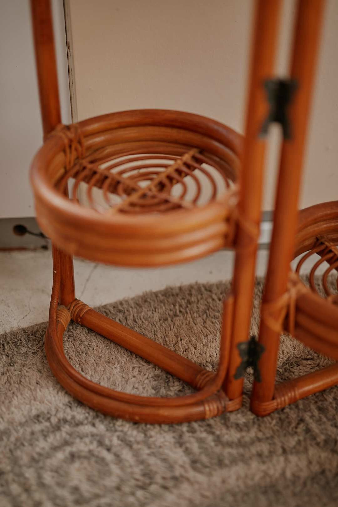 Folding Rattan Plant Stand