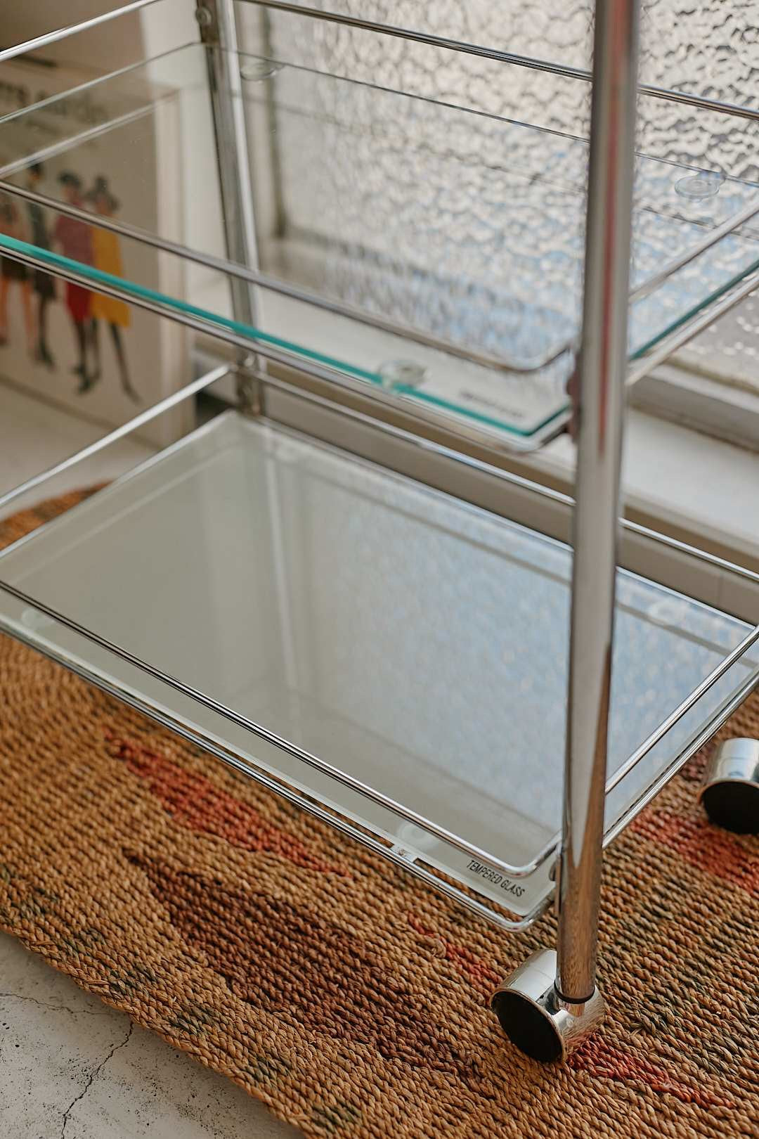 Glass shelf caster wagon