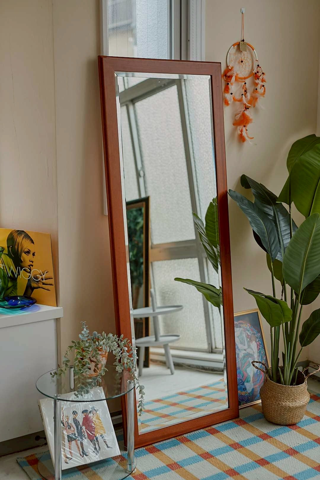 Wood frame floor mirror