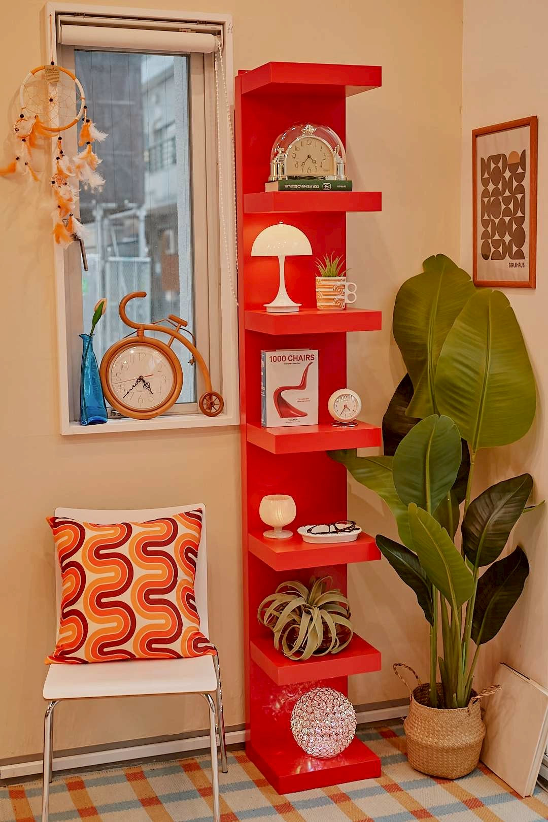 Red Step Display Shelf