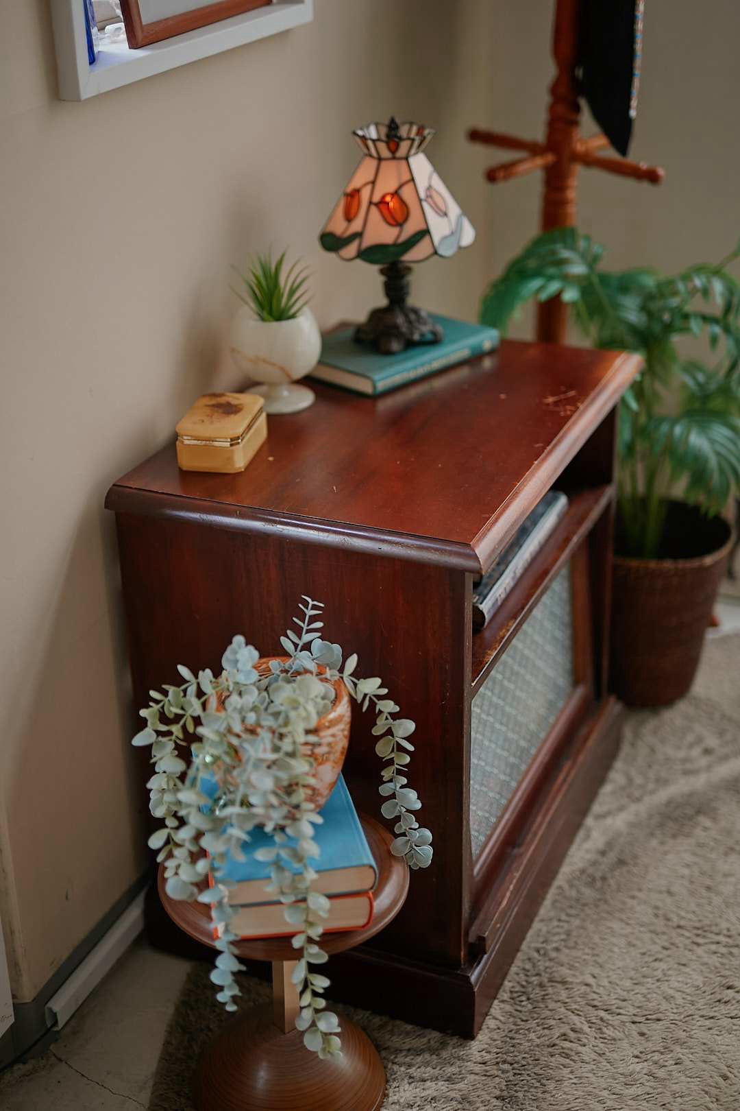 Vintage Patterned Glass Cabinet