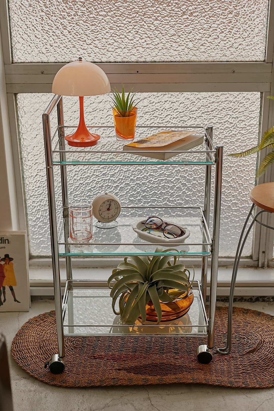 Glass shelf caster wagon