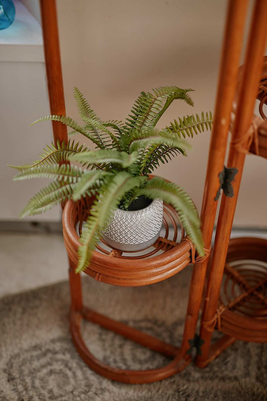 Folding Rattan Plant Stand
