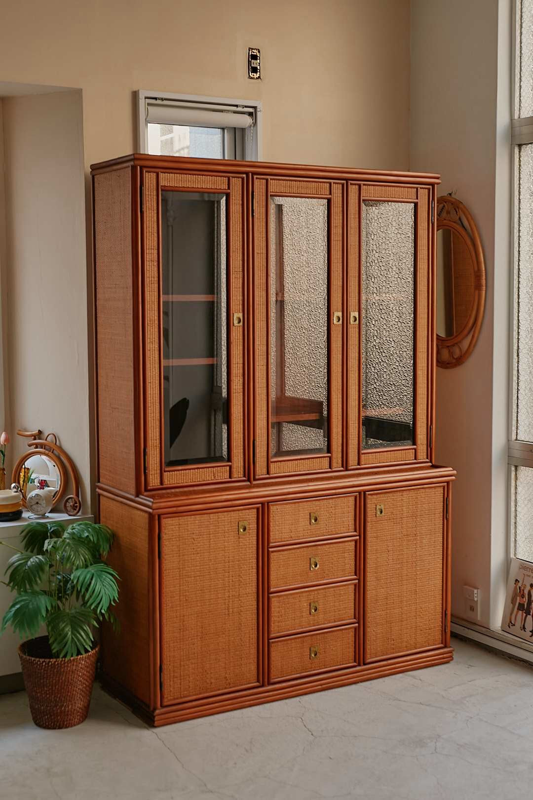 Hand woven rattan cupboard
