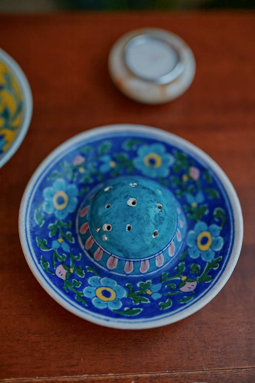 India Pottery Incense Tray(blue)
