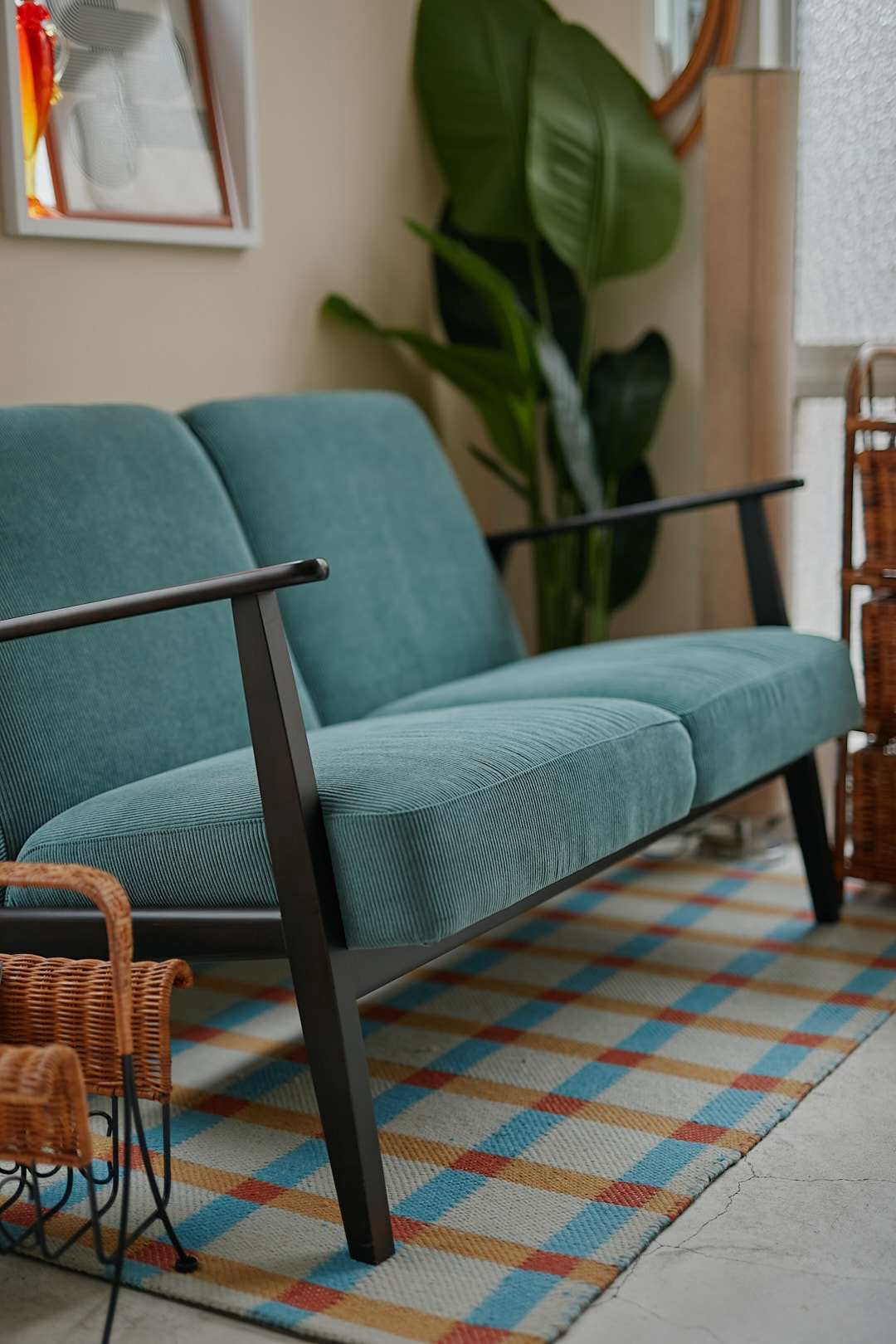 Blue Green Corduroy Sofa