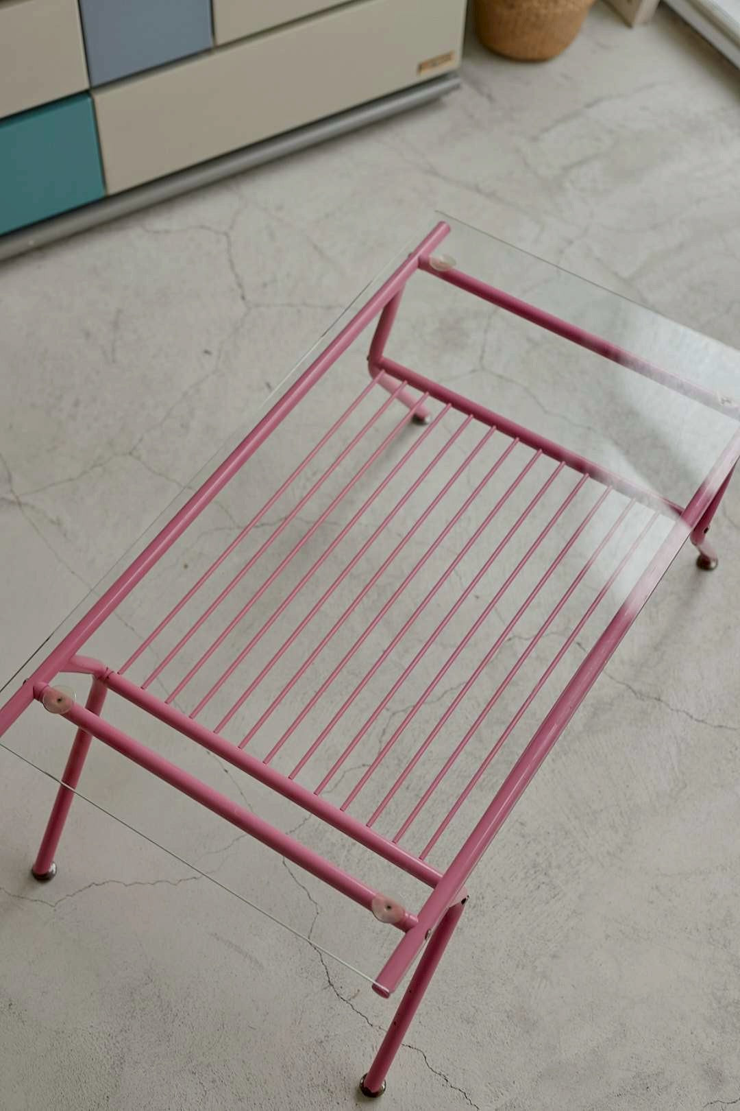 Pink Frame Glass Table