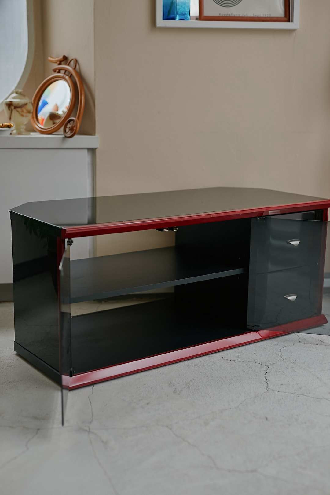 Black & Red Glass Cabinet
