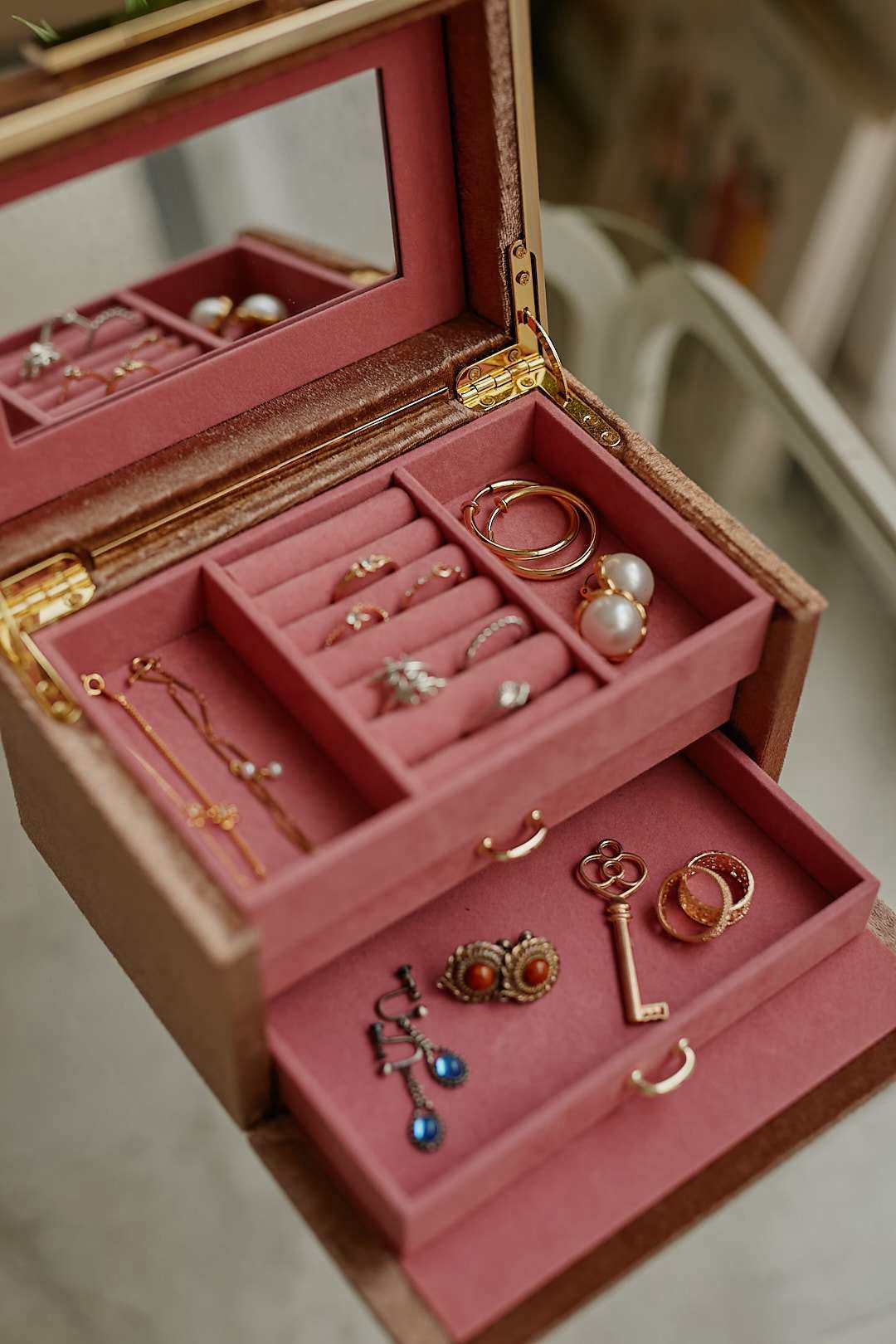 Pink Velvet Jewelry Box