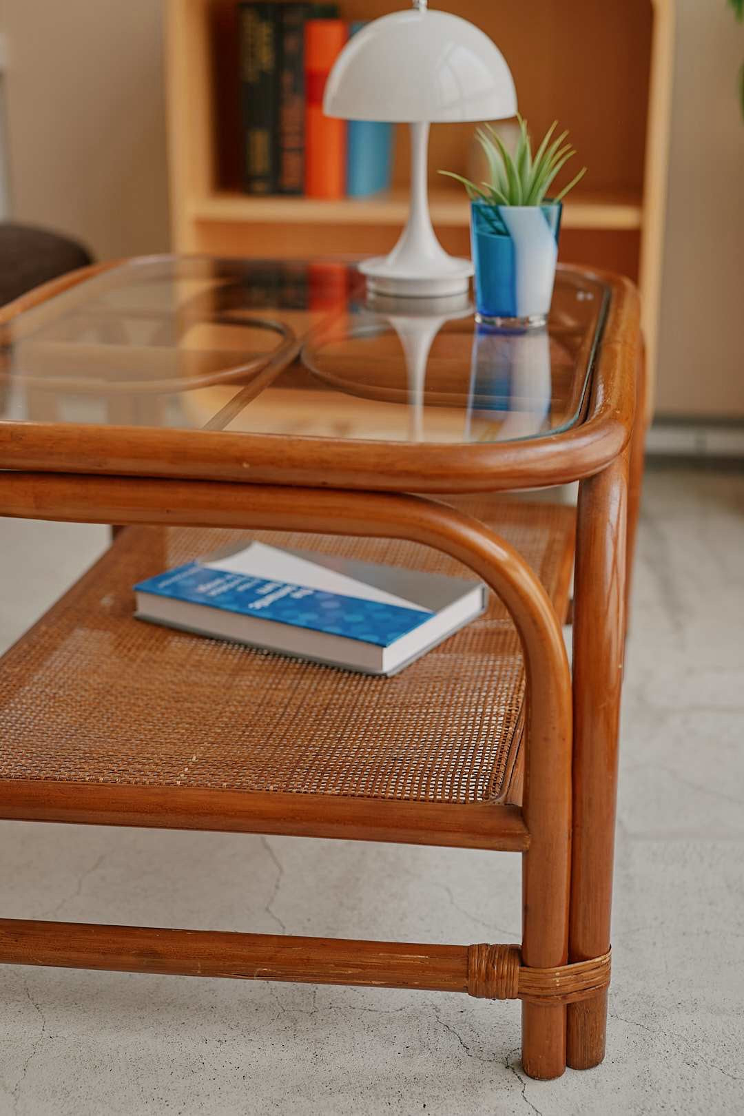 Rattan GlassTop Center Table
