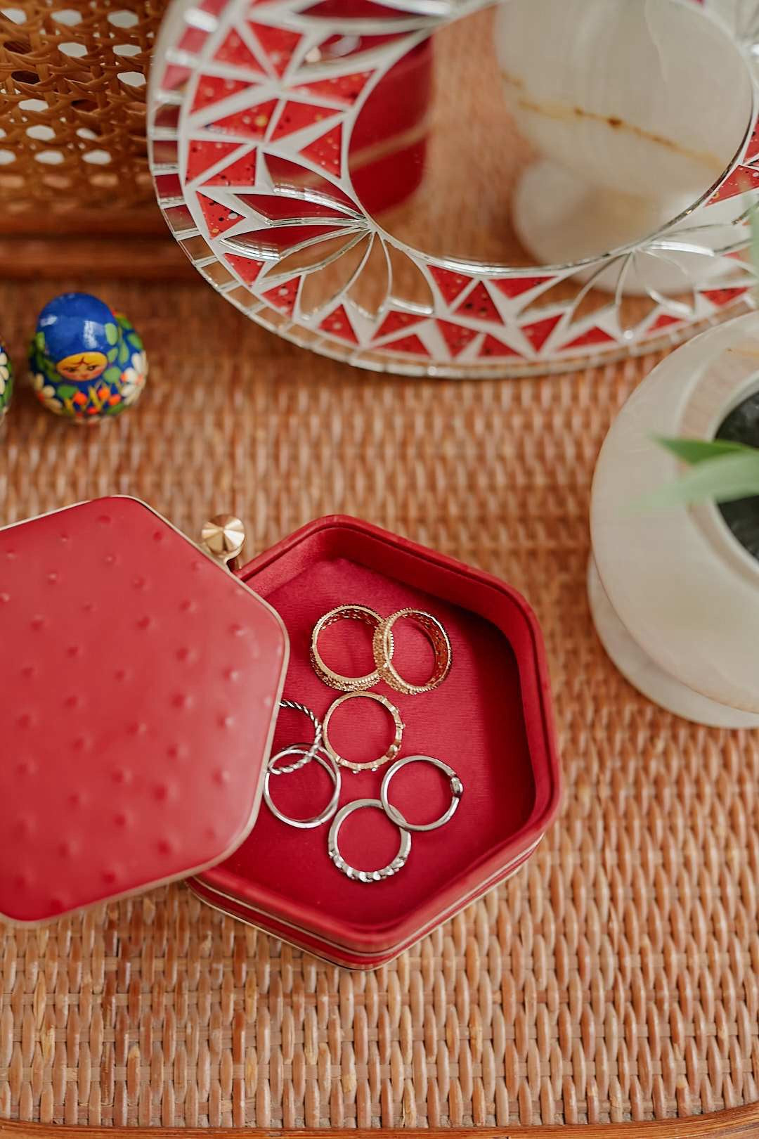 Red Hexagon Jewelry Case