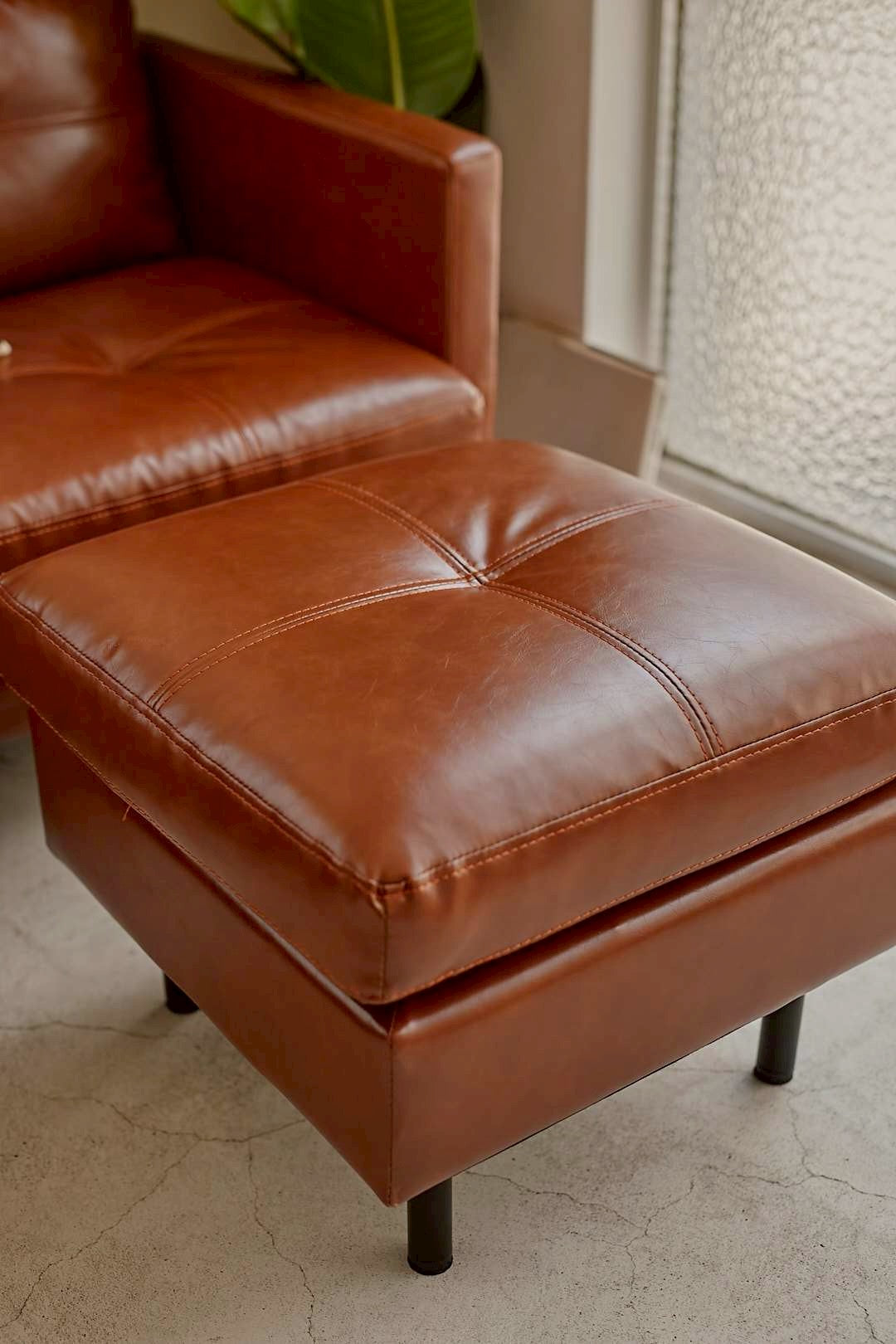 BrownLeather Ottoman Sofa
