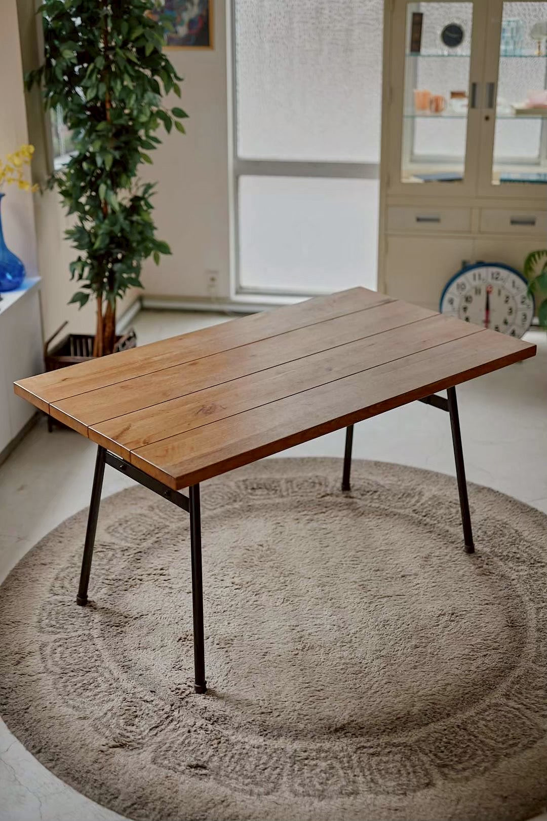 Natural wood dining table