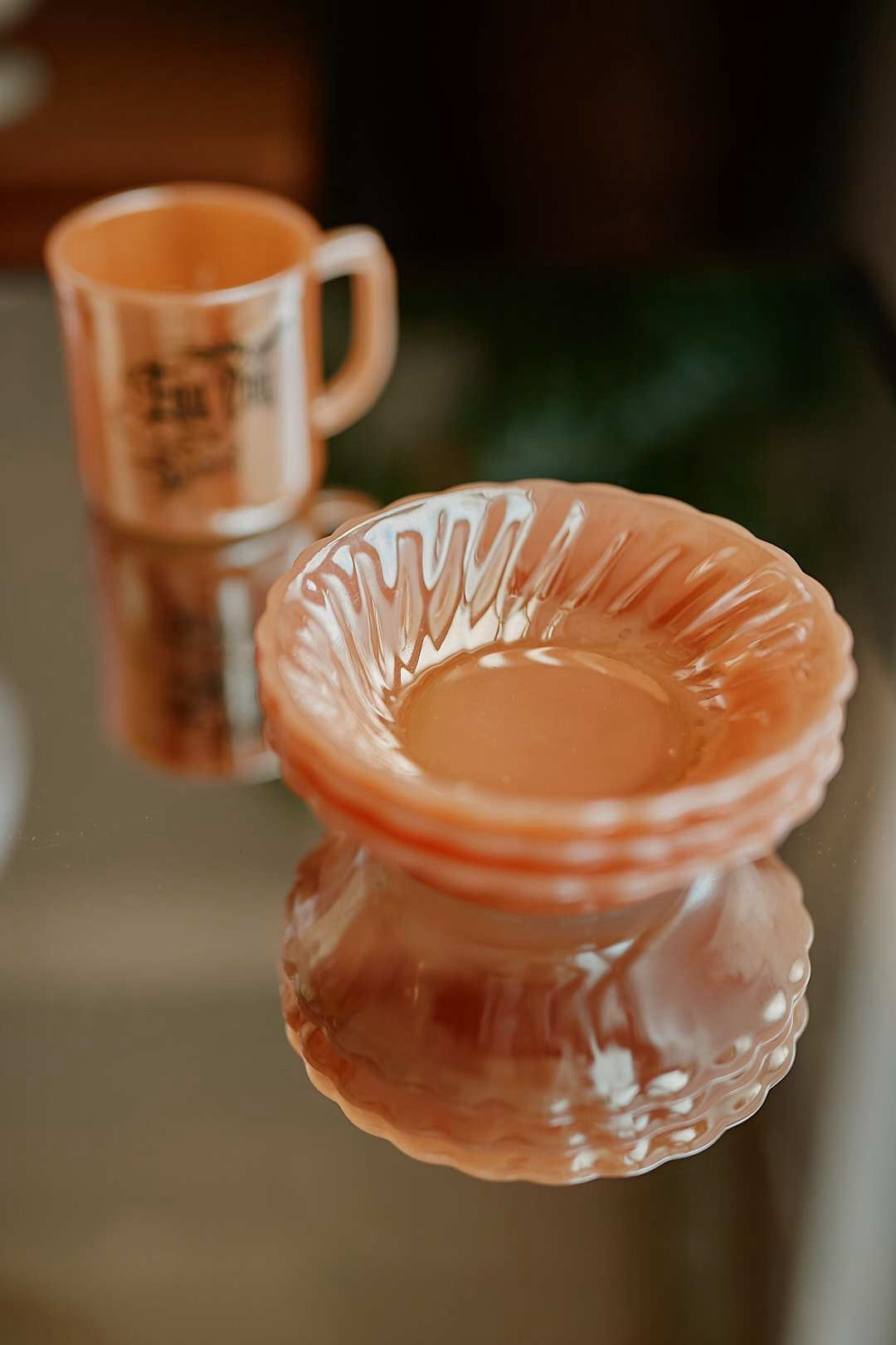 Fire-King Peach Lustre Shell Bowl