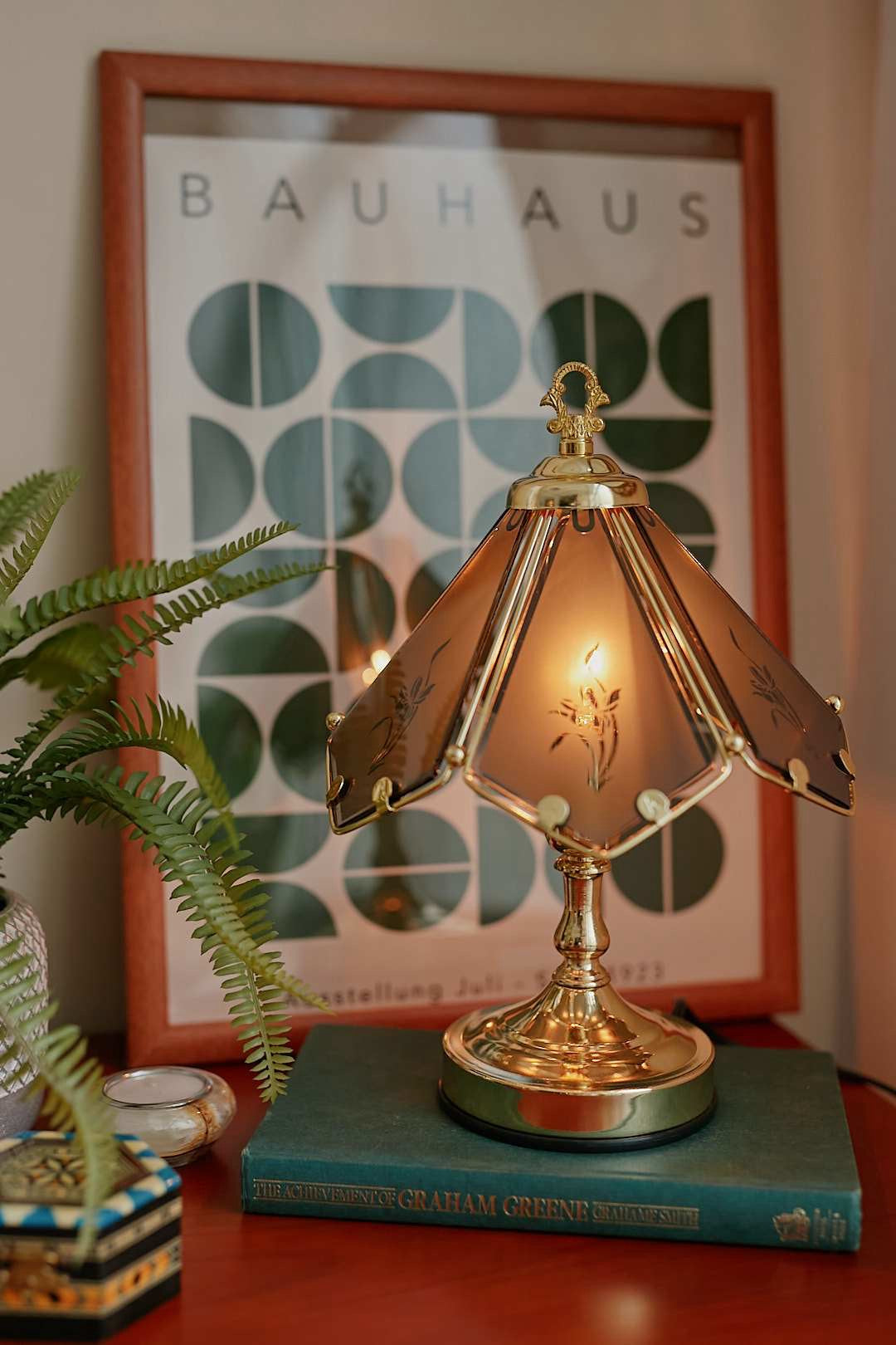 Smoked Glass Flower Touch Lamp