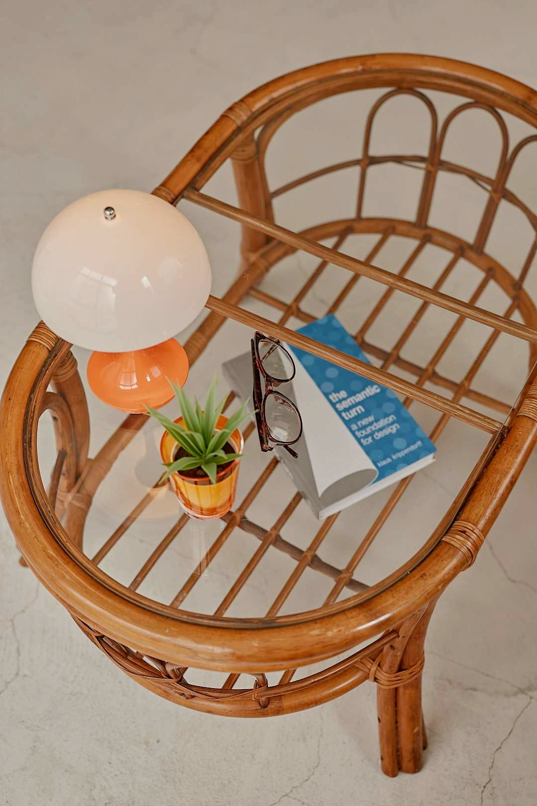 Rattan Oval Glass Table
