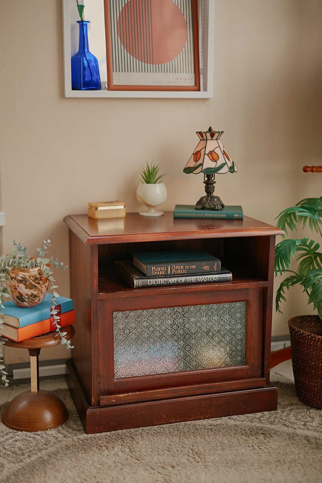 Vintage Patterned Glass Cabinet