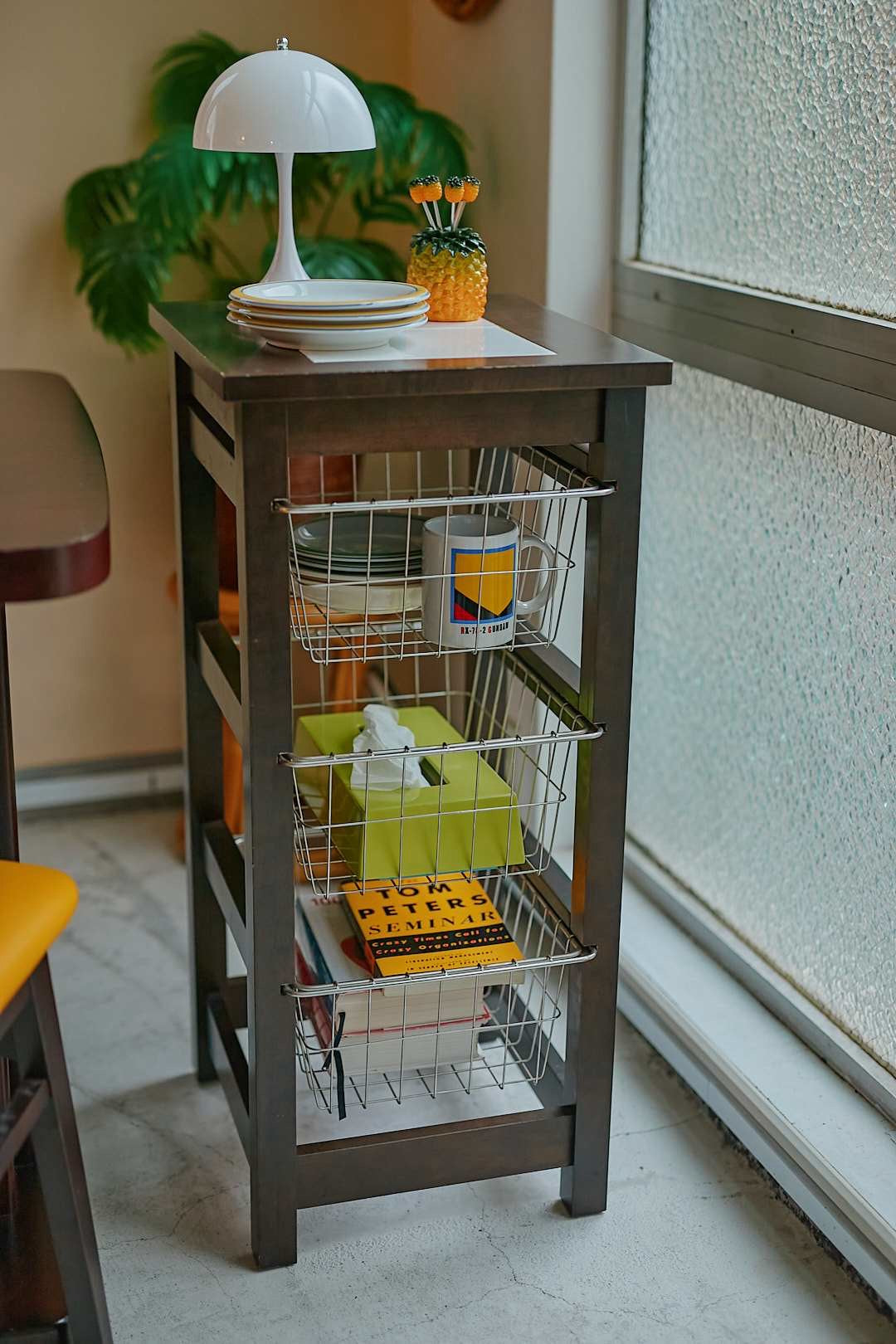 Wire Basket Tile Top Wagon