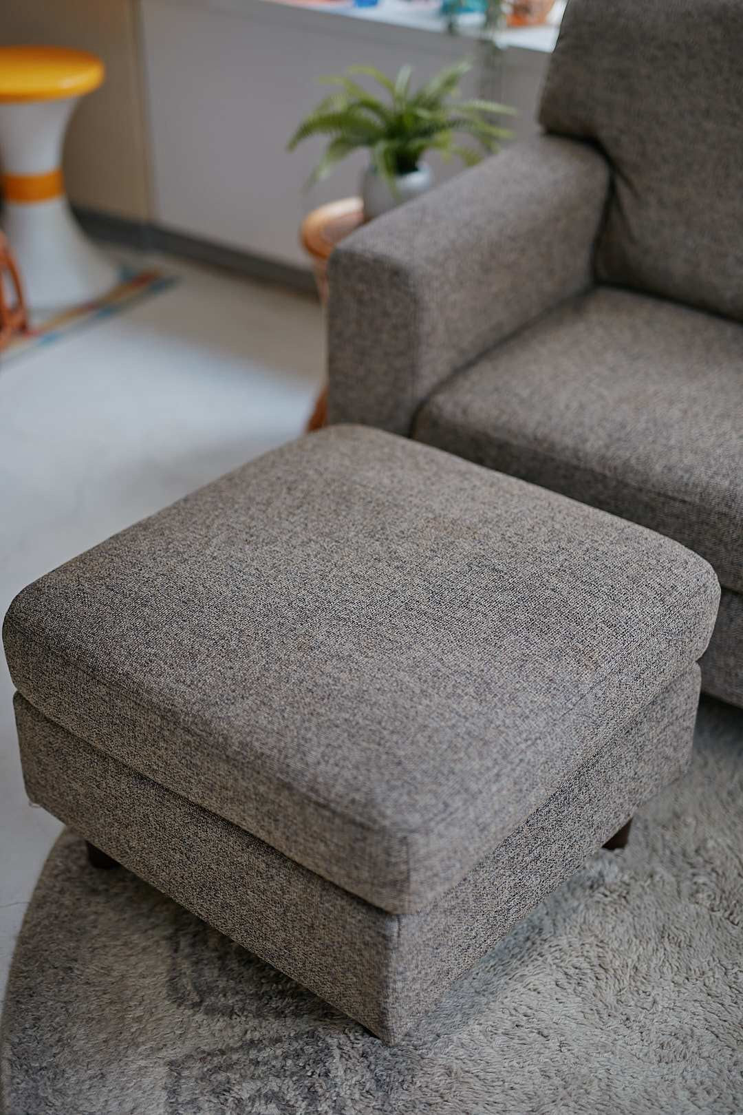 Gray Fabric Sectional Sofa with Ottoman