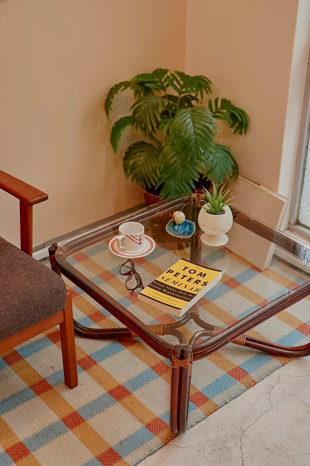 Arch Rattan Glass Table